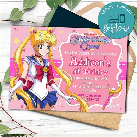 Sailor Moon Invitation Template